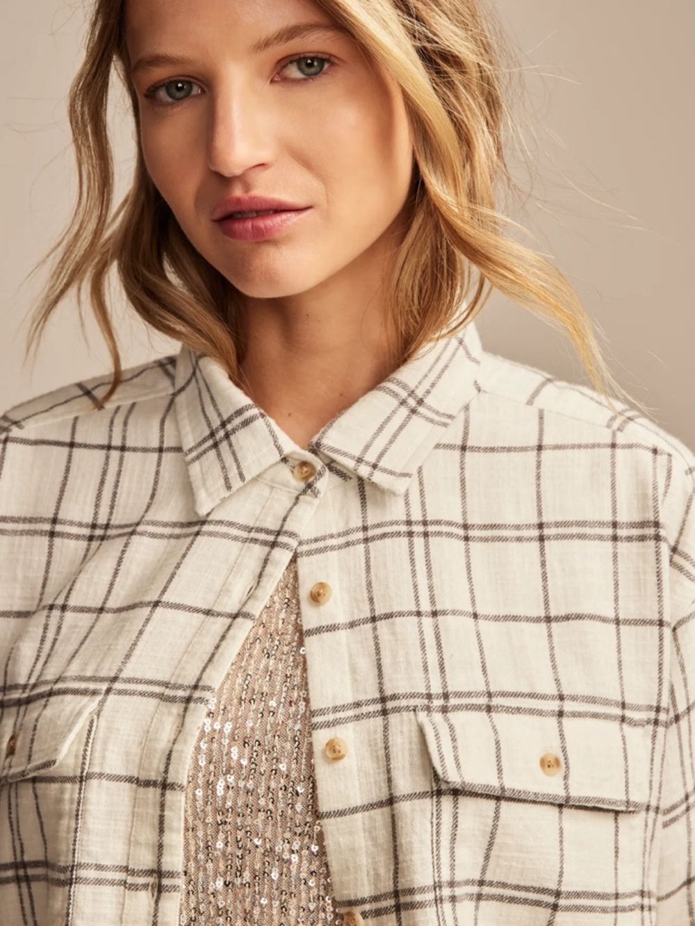 Lucky Brand Raw Edge Cropped Button Down Shirt - Picture 3 of 13